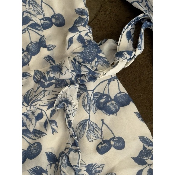 Reformation Remi Dress Pompadour Blue White Cottagecore Babydoll Mini Size 2 S - Picture 9 of 11